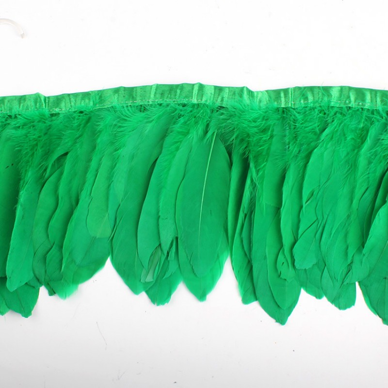 green goose feather trim