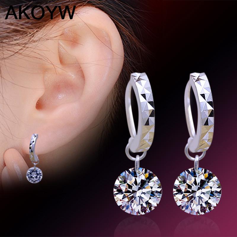 Image of Silver plated female fashion cute earrings earrings wild super flash retro crystal jewelry manufacturers, wholesale jewelry