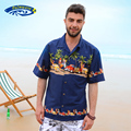 2016 Summer New Pure Cotton Short Sleeved Hawaiian Shirt Men Casual Beach Aloha Shirt US Size