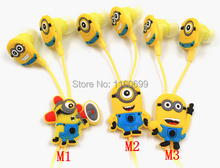 NEW cartoon in-ear wired 3.5mm earphone headphone Despicable Me Minions model headset for MP3 MP4 cell phone