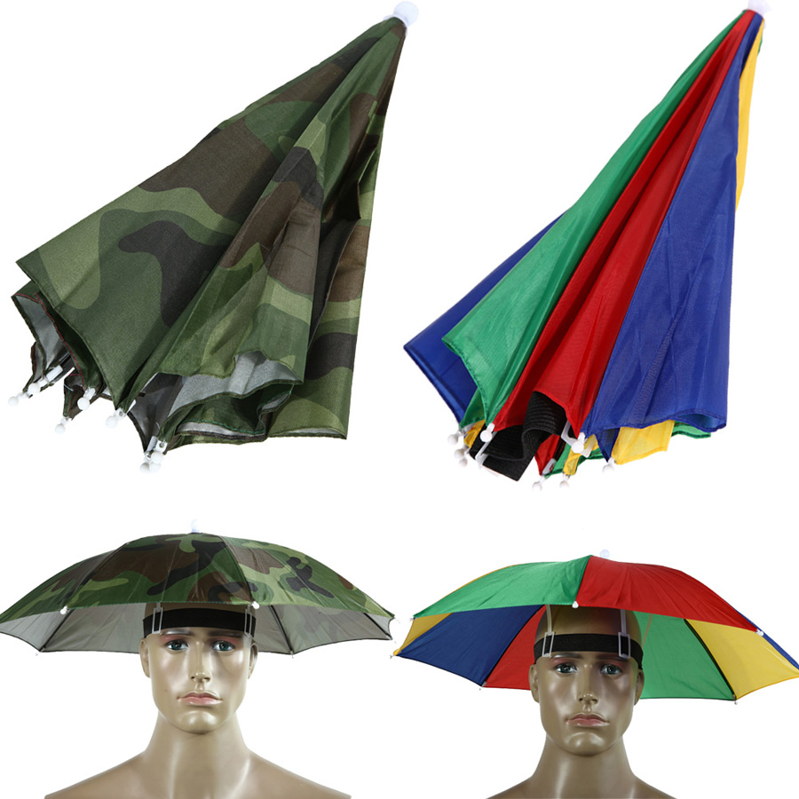 Image of FE# Portable 55cm Umbrella Hat Sun Shade Lightweight Camping Fishing Hiking Festivals Outdoor Brolly Free Shipping