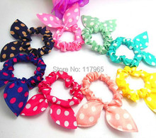 10Pcs Fashion Mix Style Clips Hair band Polka dot leopard hair rope Accessories for girls Rabbit