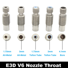 5pcs All-Metal Barrel Stainless Steel Nozzle Throat for E3d V6 RepRap 3D Printer 1.75mm Filament Extruder Hot End J-Head