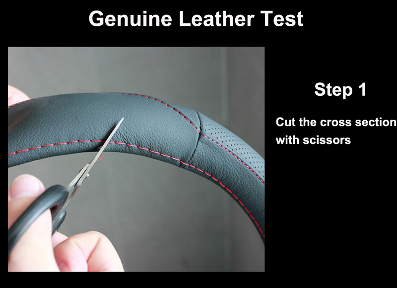 Huier Genuine Cow Leather Car Steering Wheel Cover 38cm