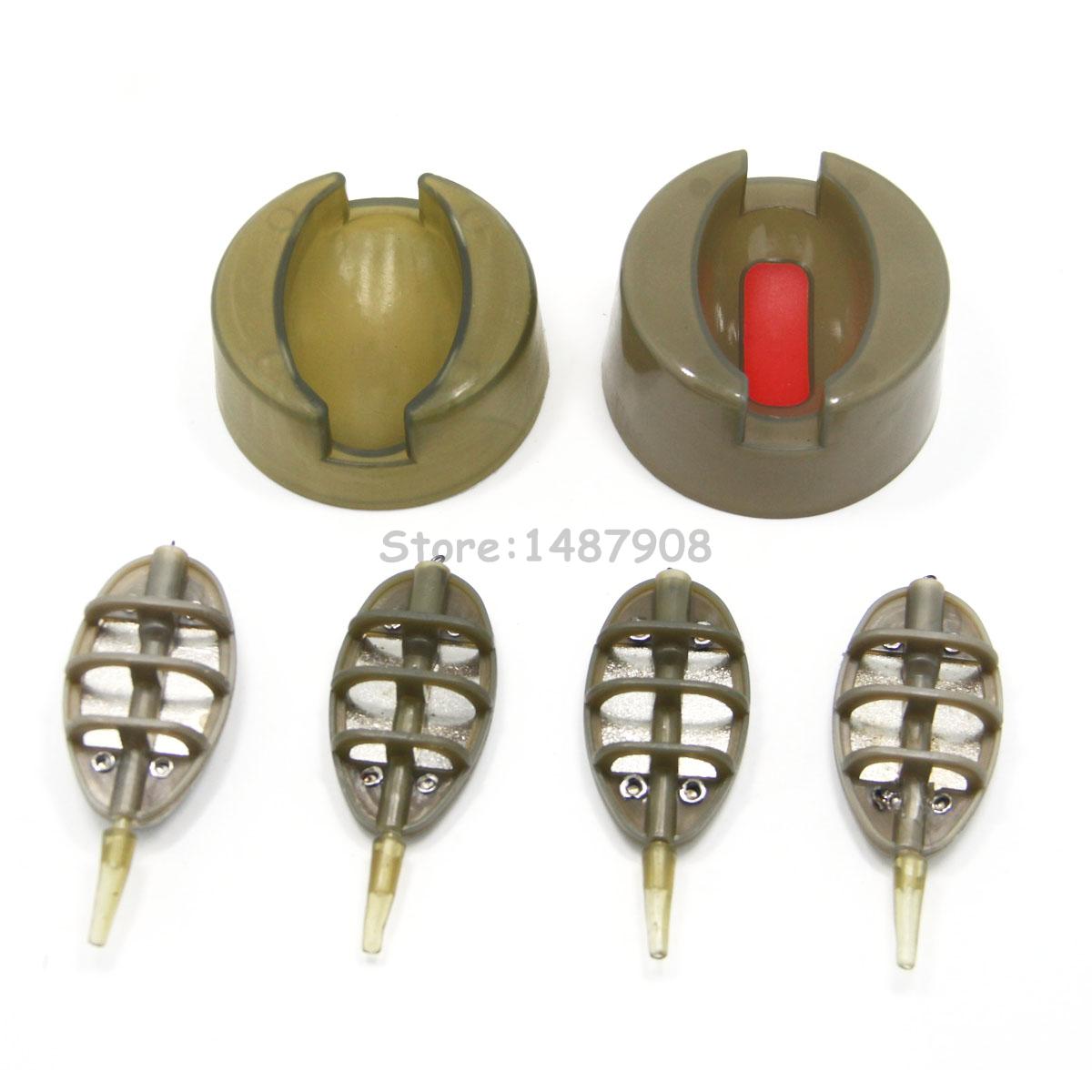 Image of Carp Fishing Inline Method Feeder Set - 4 Feeders 15g,20g,25g,35g & 1 Mould , Extra free 1 Quick Release Mould A006