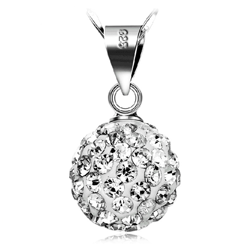 Hot Sale Free Shipping Fashion jewelry Zircon Disco Balls Shamballa Necklace pendants Chains silver plated Necklace