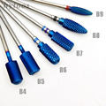 HYTOOS 5 Type Blue Tungsten Carbide Burrs Nano Coating Nail Drill Bit Metal Bits For Manicure