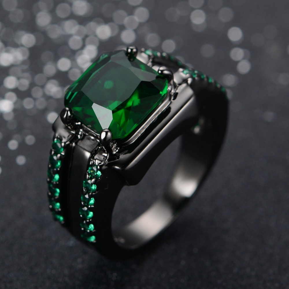 Зеленый сапфир октагон кольцо