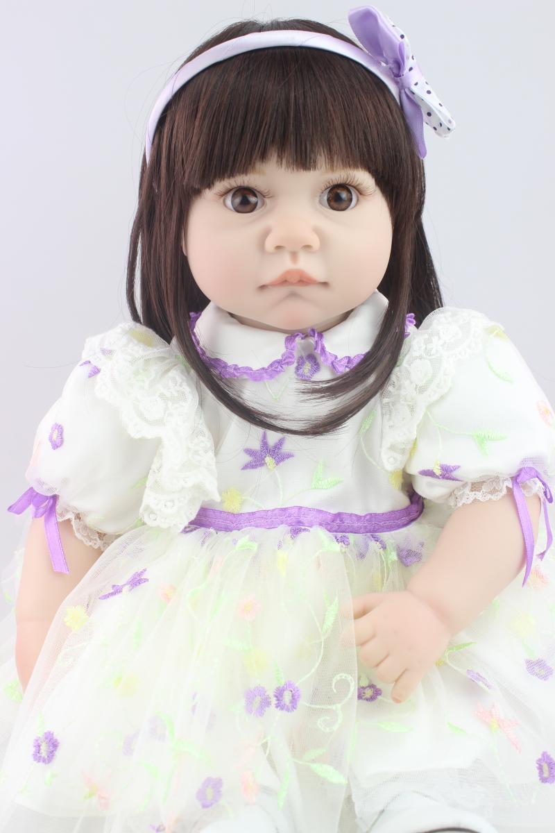 22 Inch Lovely Reborn Baby Doll Soft Silicone Baby Girl Lifelike Princess Girl Handmade Newborn Toy Simulation Baby Alive Doll
