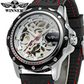 WRG8027M3T5 Winner brand Automatic men skeleton dress original watch with black silicone band free shipping with