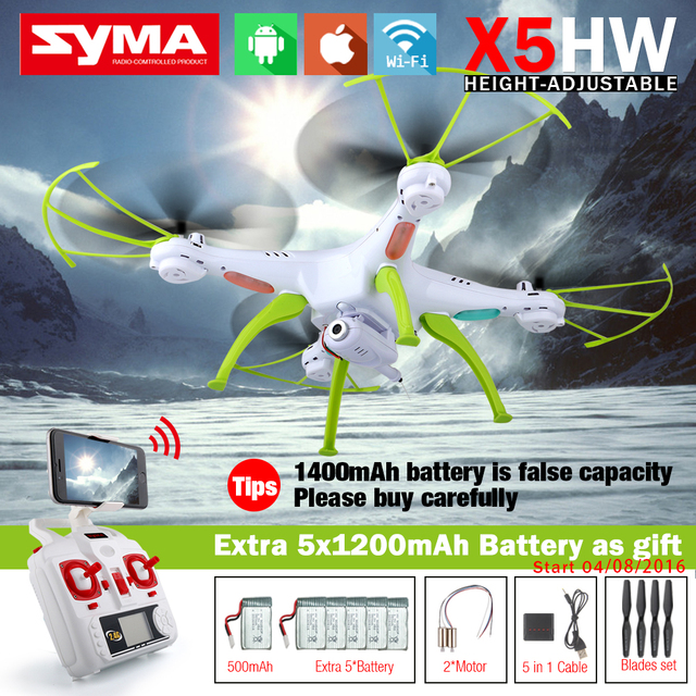 Syma X5HW FPV Quadcopter самолет беспилотный с wi-fi камера 2.4 г 6-Axis против Syma X5SW обновления вертолет с 5 + 5 в 1 кабель