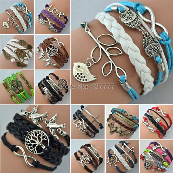 Image of 2015 Jewelry Vintage Braided Anchors Rudder Metal Leather Bracelet Multilayer Rope Bracelets Wrap Bracelets Wholesale Bangle