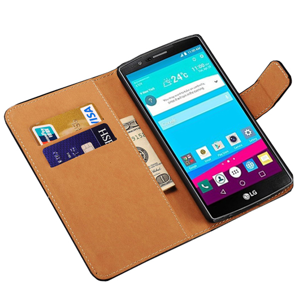 Luxury Genuine Leather Wallet Case for LG Optimus G4 Capa Flip Book Style Leather Caso for