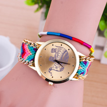 Fashion Maya Style Knit Band Rose Gold Dial Casual Leisure Vintage Bracelet Wrist Watch Watches For