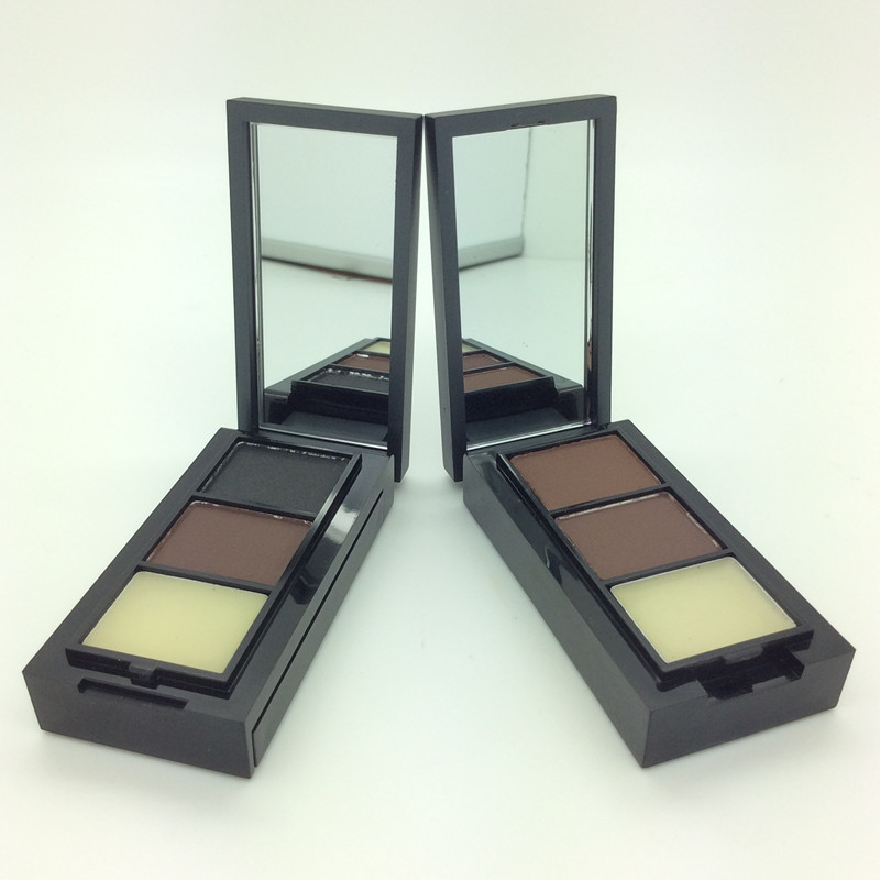 2015 Brand New Cosmetics Professional 2 Color Eyebrow Powder Set Eyebrow Wax Palette Brush Eye Shadow
