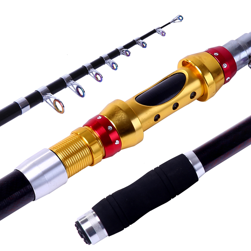TopQualityCarbonGoldFishingRod210cm689FTTelescopicIce