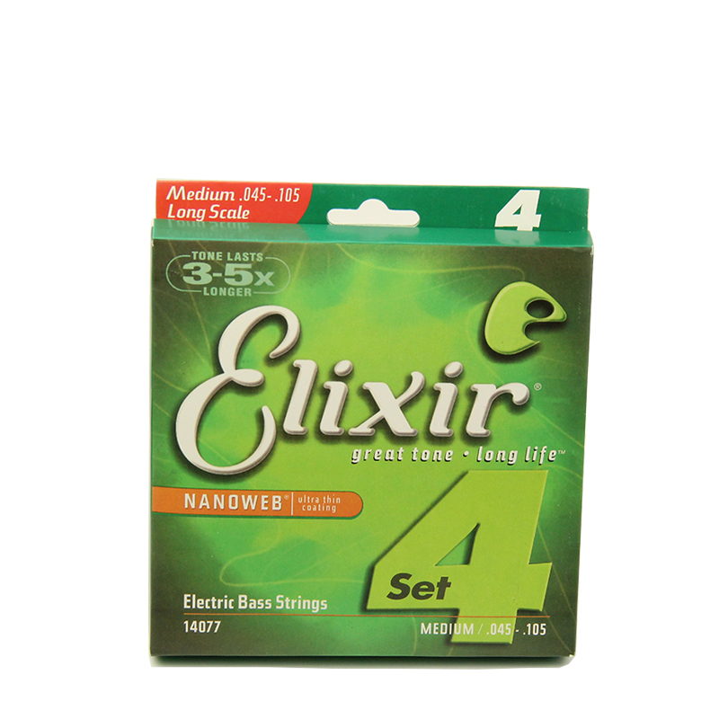 Image of Elixir 14077 bass strings 4 electric bass guitar string 045-105 musical instrument parts guitar accessories 1 set