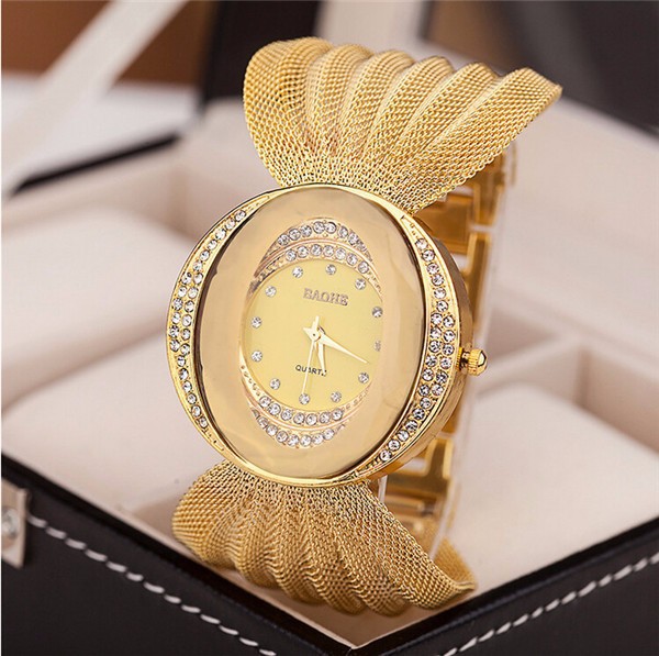 Brand Luxury New Fashion Women Watch Stainless Steel Strap Crystal Rhinestone BAOHE Analog Quartz Watch Casual