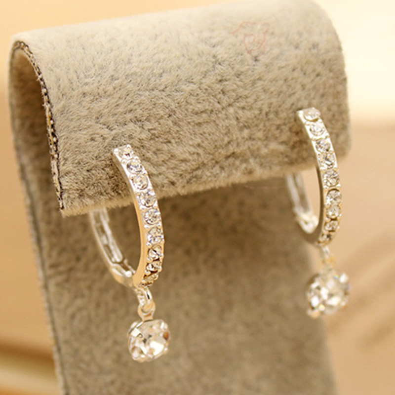 Elegant Simulated Diamond Full Crystal Round Dangle Earrings for Women Piercing Jewelry