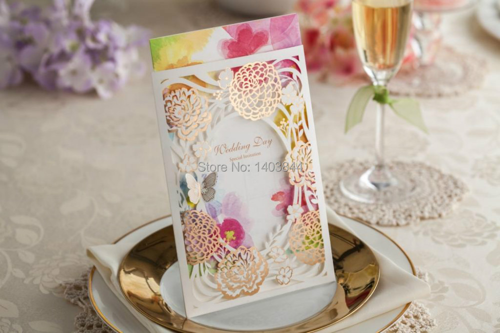Rose garden laser cut wedding invitations