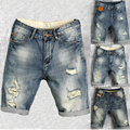 Hot Sales Cheap Thin Summer Knee Length Men Denim Shorts Male Ripped Jeans Bermuda Distressed Plus