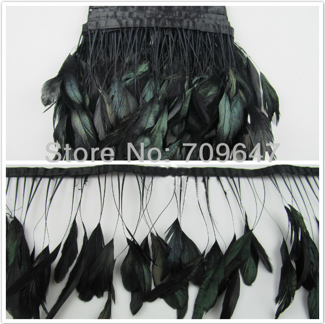 Здесь можно купить  Wholesale!10Meters/Lot!Height 8-15cm Black Colour Rooster Coque Tails Stripped Feather Trim,rooster feather fringe FREESHIPPING  Дом и Сад