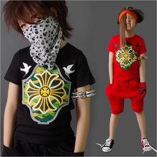 Summer Kids Clothes Sets Boy Girls T-shirt+Shorts 2 Pcs Set Sport Suits Baby Clothing Suit Children Hip-Hop Style Tracksuit Q83