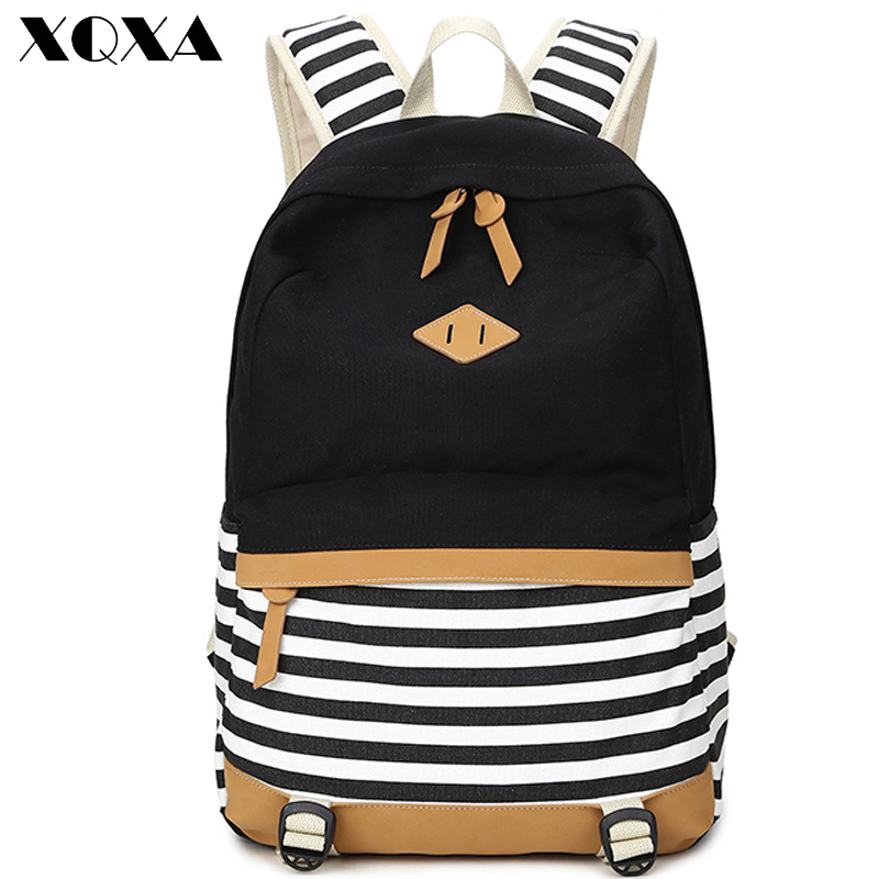 Image of 2016 preppy school bags backpack for girls teenagers cute canvas striped printing women backpack bag Female escolar mochilas