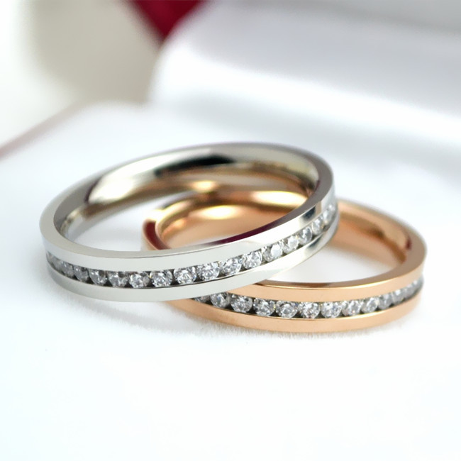 Titanium diamond band ring