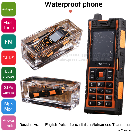 100 waterproof drop in water 3800mAh Spanish Polish mobile power bank torch FM GPRS Vibration Dual