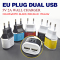 2 1A 1A Travel Wall Charger Adapter Portable EU Plug Smart Mobile Phone Charger for iPhone