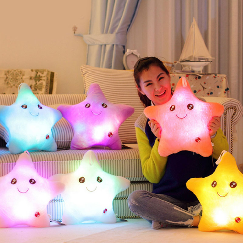 Image of Colorful Star Glow LED Luminous Light Cushion Lovely Soft Relax Gift Smile Stars Flashing Cushions Free Shipping CA1T
