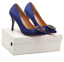 HOT Big Size 2015 New High Heels Women Pumps High Quality Manolos Wedding Shoes Jeweled Rhinestone