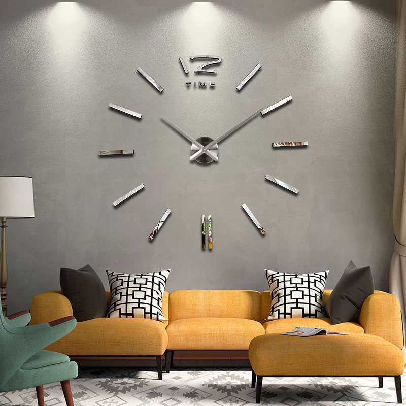 Image of 2016 new arrival 3d home decor quartz diy wall clock clocks horloge watch living room metal Acrylic mirror 20 inch free shipping