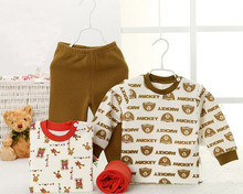 Kids Sleepwears Comfortable Environmental Character Baby Boys/Girls clothes round collar velvet suits warm Childrens suits