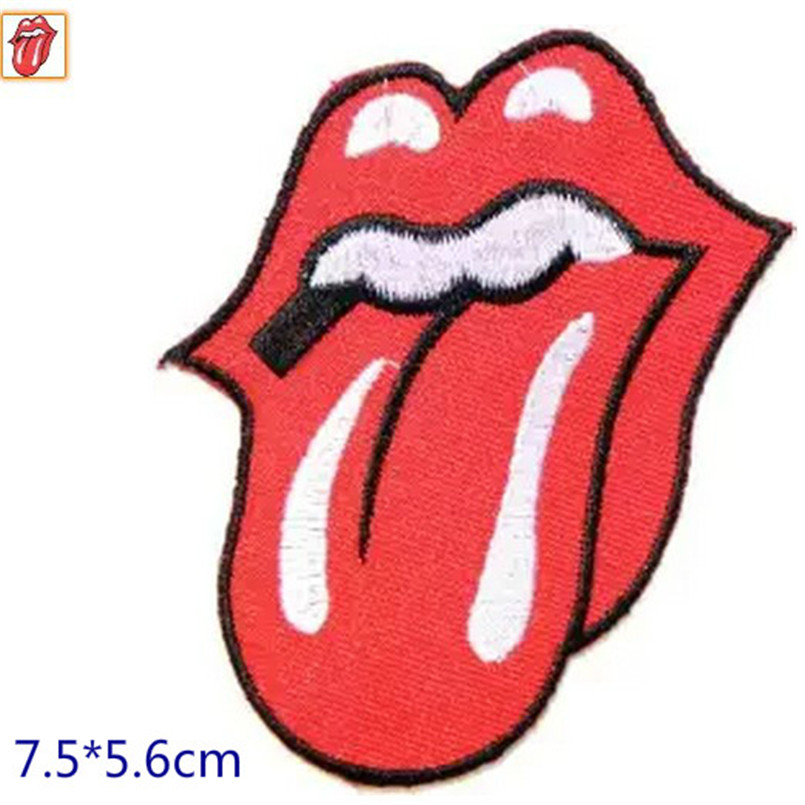 Image of 2015 Rolling Stone Tongue Heavy Metal Rockabilly Rock Punk Music Band Logo jacket T-shirt Patch Iron on Embroidered music patch