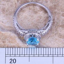Stunning Sky Blue White Topaz 925 Sterling Silver Ring For Women Size 5 6 7 8