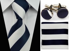SNT0030 2014 Black white Striped Smooth Classic Silk Neck Tie Fashion Casual Knitted Tie Necktie Cufflinks