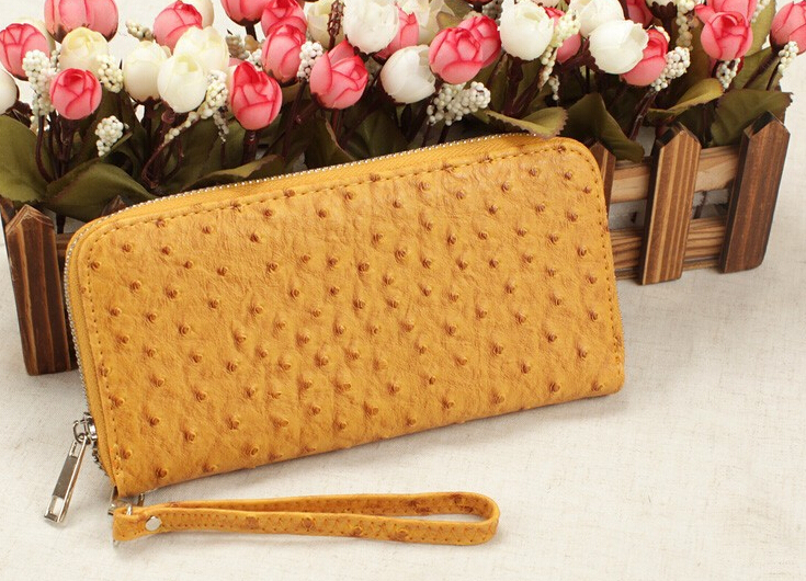 Europe Style Fashion Women Leather Wallet Ostrich Grain Zip Purse Card Holder Handbang Long Wallet Wholesale BG47469