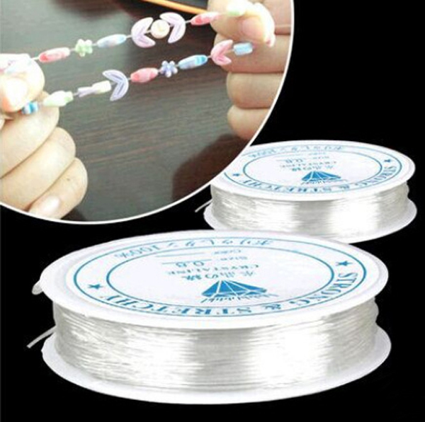Image of 1 ROLL 5M-12M (196-471 inch ) Length 0.5-1.0mm Diameter Crystal Elastic Beading Cord String Thread for DIY Necklace Bracelet