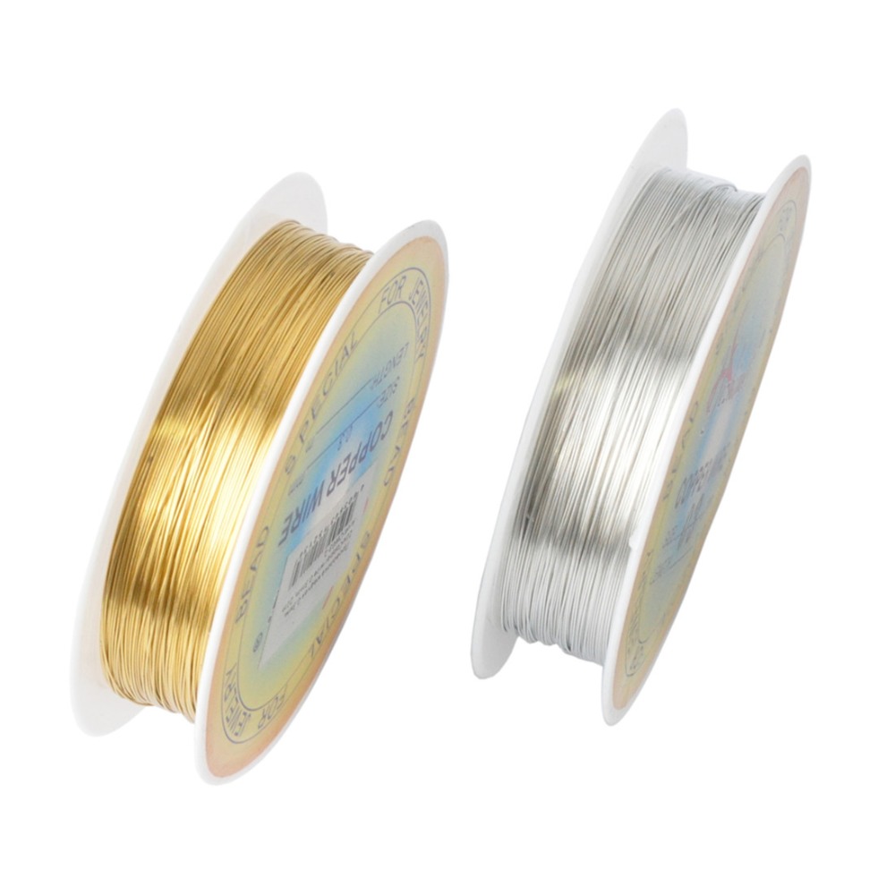 Image of 0.25/0.3/0.4/0.5/0.6/0.7/0.8/1mm 1 Roll Alloy Cord Silver Gold Plated Craft Beads Rope Copper Wires Beading Wire Jewelry Making