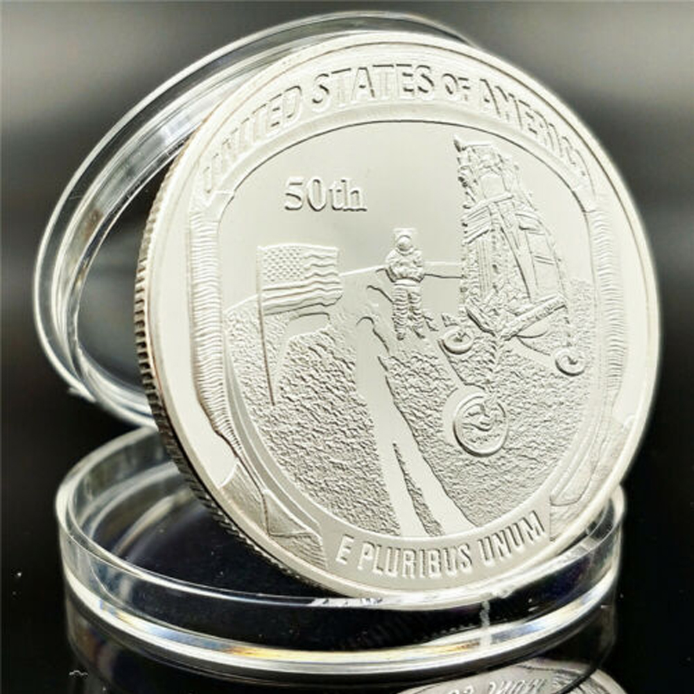 50th Anniversary of Moon Landings 999.9 Silver Plated Commemorative Coin