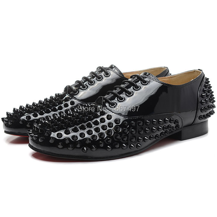 Hot Sale Best Quality Red Bottoms Shoes Freddy Spikes Patent Leather Mens Flat Shoes Black-in ...