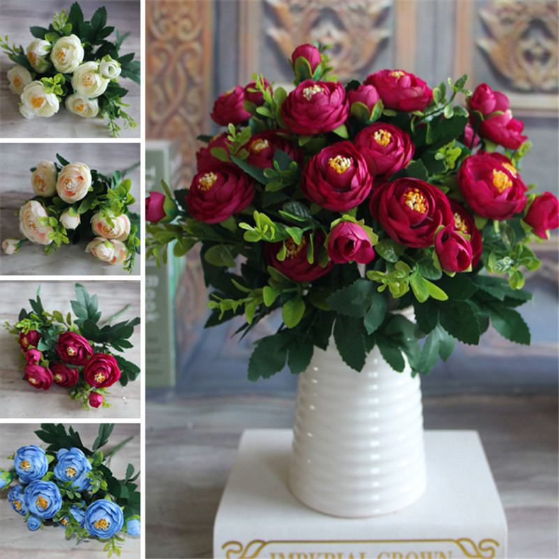 Image of 2016 New Multi Color Spring Artificial Fake Peony Flower Arrangement Home Table Room Wedding Hydrangea Decor Fleur Artificielle