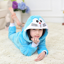 Children Cat Doraemon Onesies Pajamas Kids Flannel Animal Pyjamas Anime Sleepwear Cartoon Cosplay Costumes