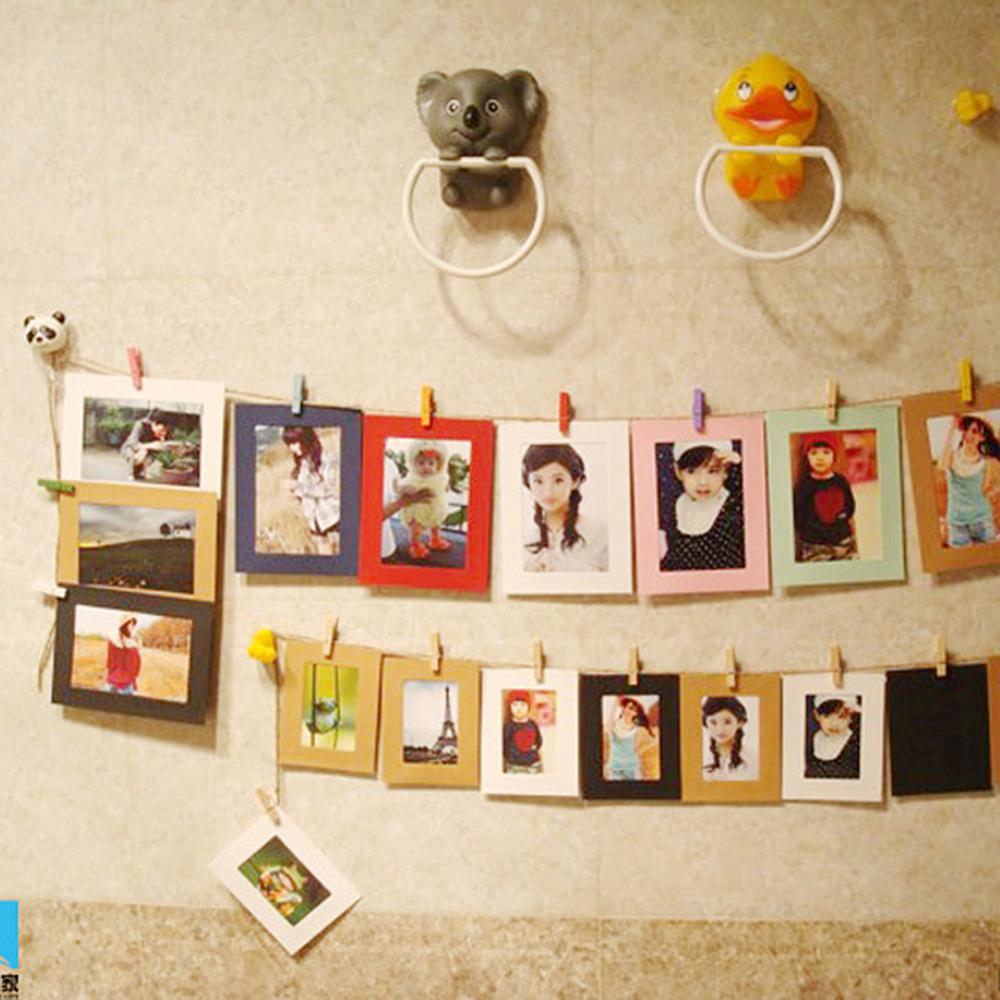 Image of Hot 10X Paper Photo Frame Picture Hanging Album Frame Gallery With Hemp Rope Clips Home Decor Drop Shipping