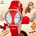 Women Watches Fashion Casual Female Wristwatch 2017 Leather Waterproof Clock NORTH Red Analog Round Quartz Dress