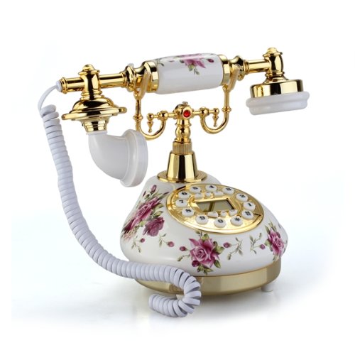 High Quality Retro Vintage Antique Style Floral Ceramic Home Decor Desk Telephone Phone Free Shipping