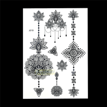 1PC Fashion Flash Waterproof Tattoo Women Black Ink Henna Jewel Sexy Lace BJ019 Flower Pendant Wed Henna Temporary Tattoo Stick