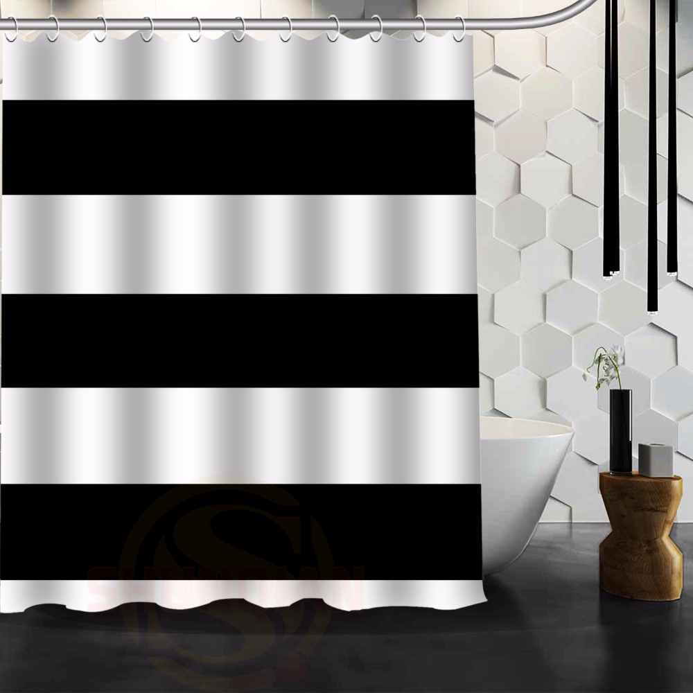Online Get Cheap Black and White Striped Shower Curtain